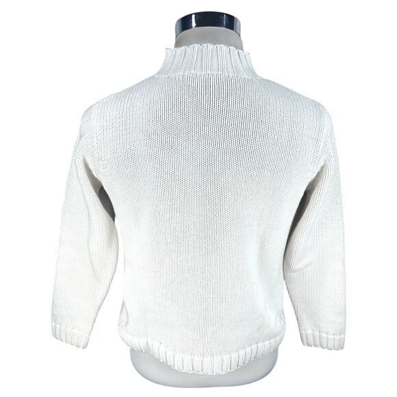 Vintage Liz Claiborne Dog Sweater Womens Small White Knit Cotton Pullover Birds - Picture 4 of 8